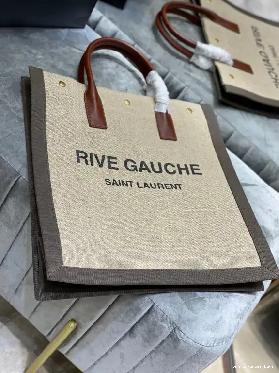 Tony Luxuries IN YSL AND RIVE COTTON SHOPPING N GAUCHE BAG S LINEN 0528